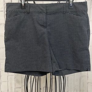The Limited Tailored Shorts White on Black Polka Dot Flat Front